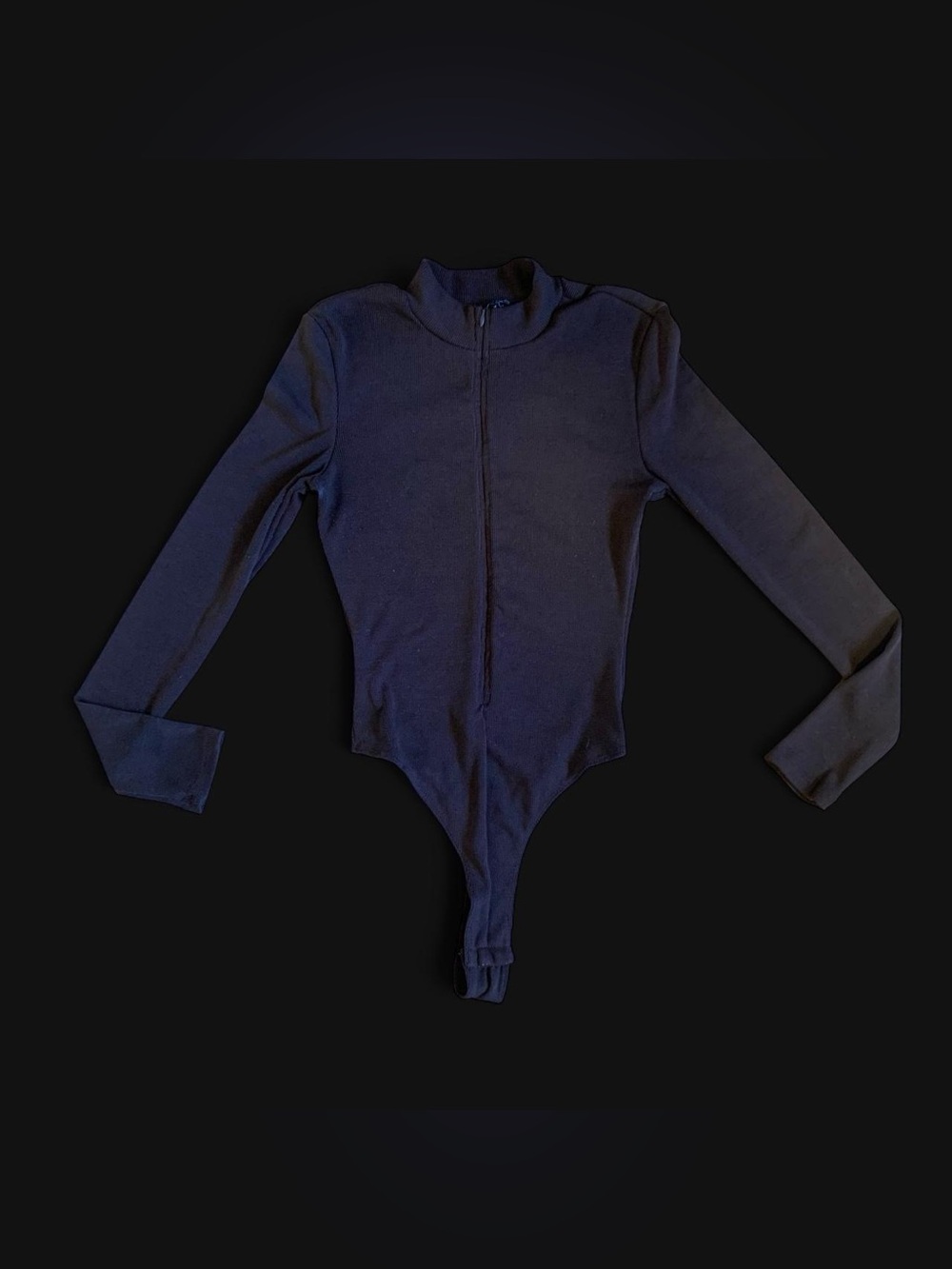 Fashion Nova Brown Long-Sleeve Zip Front One-Piece Bodysuit